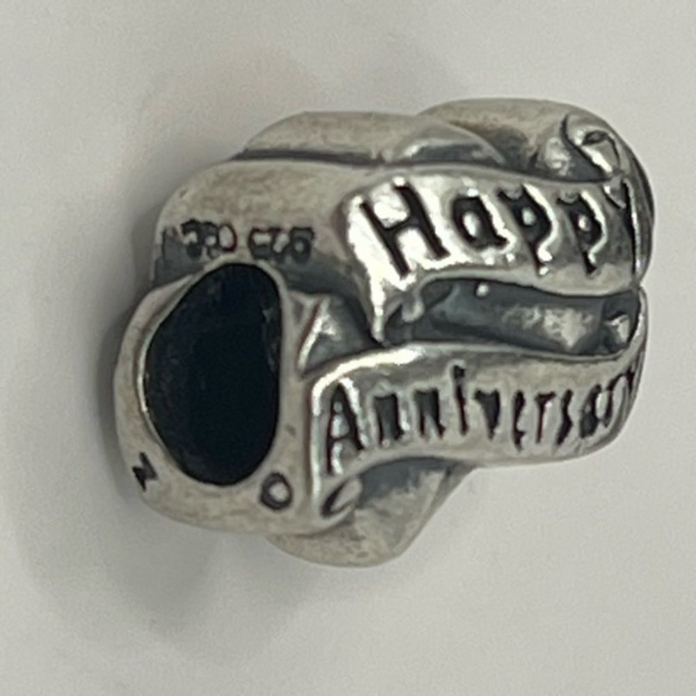 Silver Charm ~ "Happy Anniversary" ~ Sterling Silver